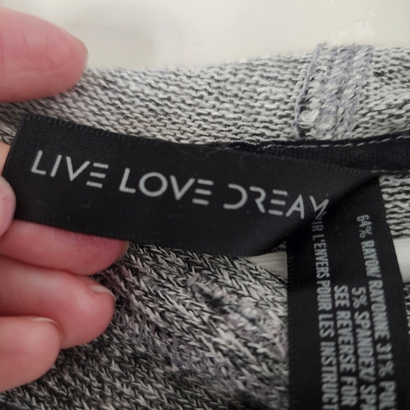LIVE LOVE DREAM Grey White Hooded Knit Sweater Front Kangaroo Pocket Size XS - Picture 8 of 11